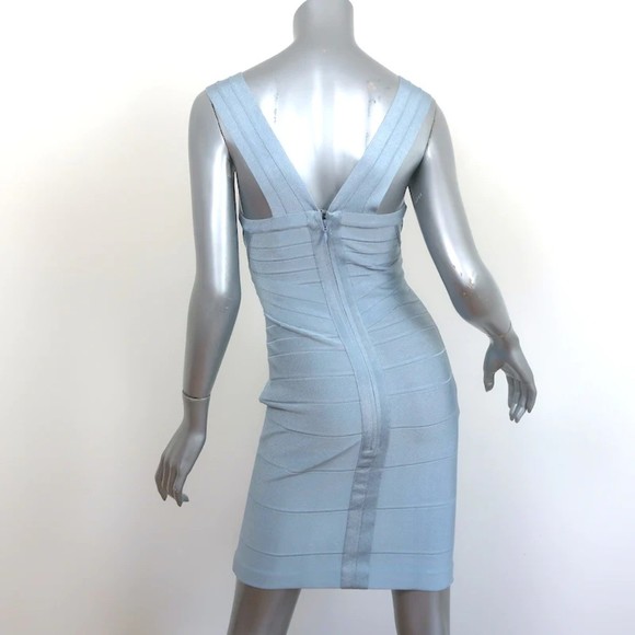 Herve Leger Criss Cross Bandage Dress Light Blue Size Small Sleeveless Mini - Picture 5 of 8